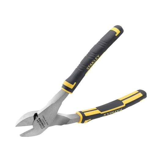 Stanley side cutting pliers with black and yellow ergonomic handles, shown on a white background.