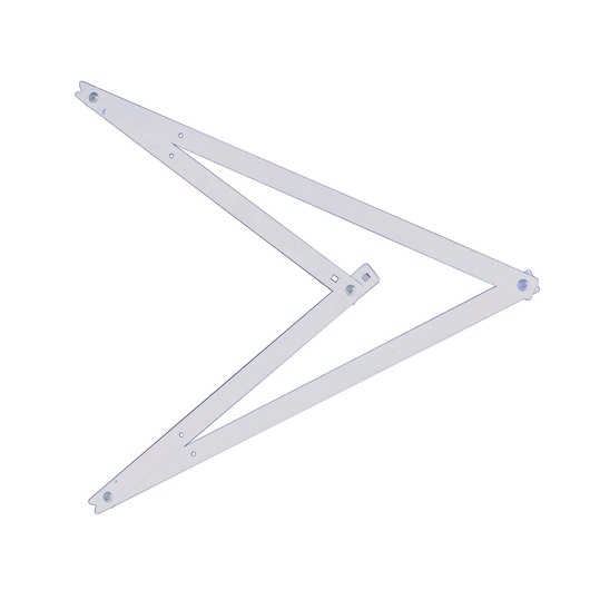STANLEY 1-45-013 folding metric pantograph, metal measuring tool, top view on white background.