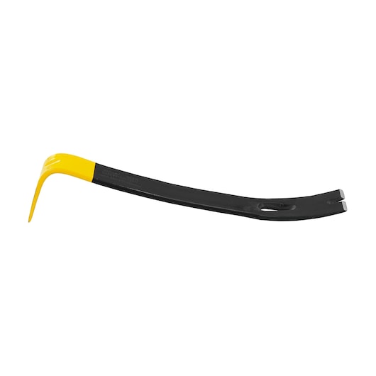 STANLEY 55-515 pry bar with a yellow and black finish, side view on white background.