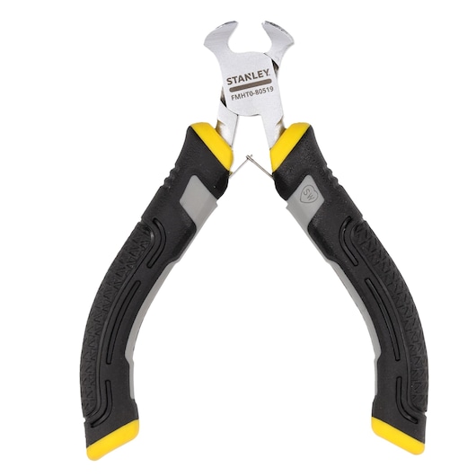 Stanley FMHT0-80519 wire cutters with black, grey, and yellow ergonomic handles, shown on a white background.
