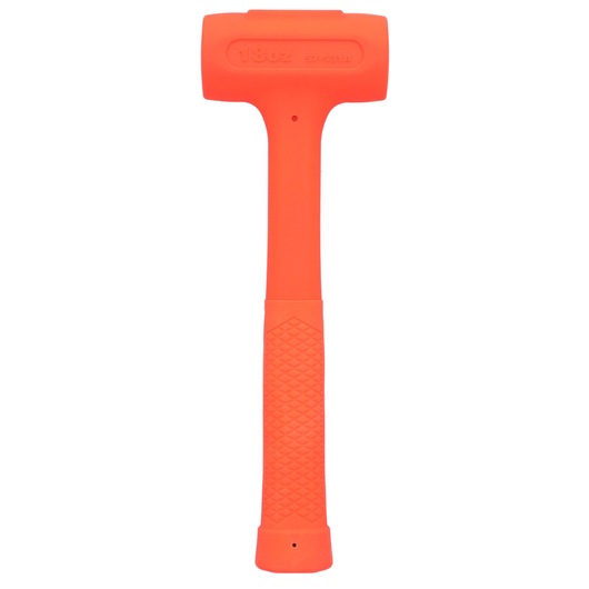 STANLEY STHT57531-0 orange dead blow hammer, textured handle, front view on white background.