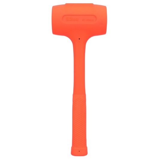 STANLEY STHT57534-0 orange dead blow hammer, photography, front angle on white background.